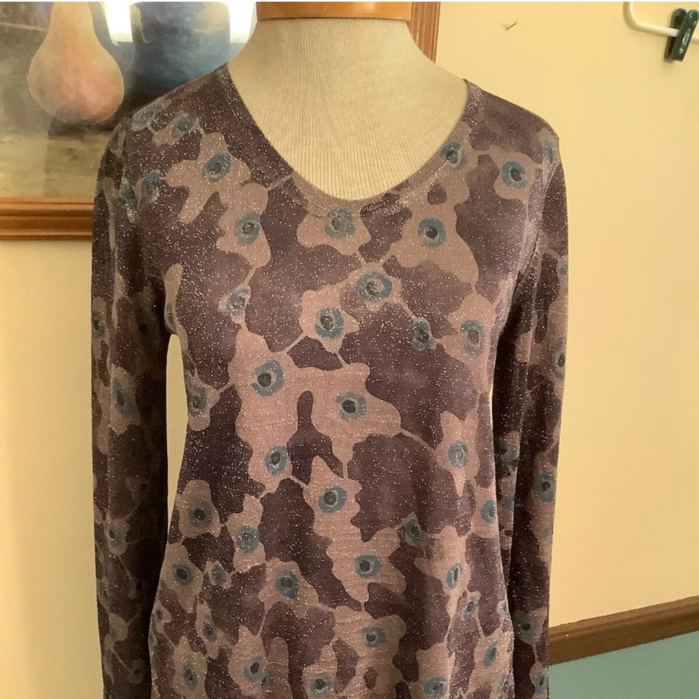 Cividini Viscose Polyester Gray Sparkle Long Sleeve Sweater 42 NWOT